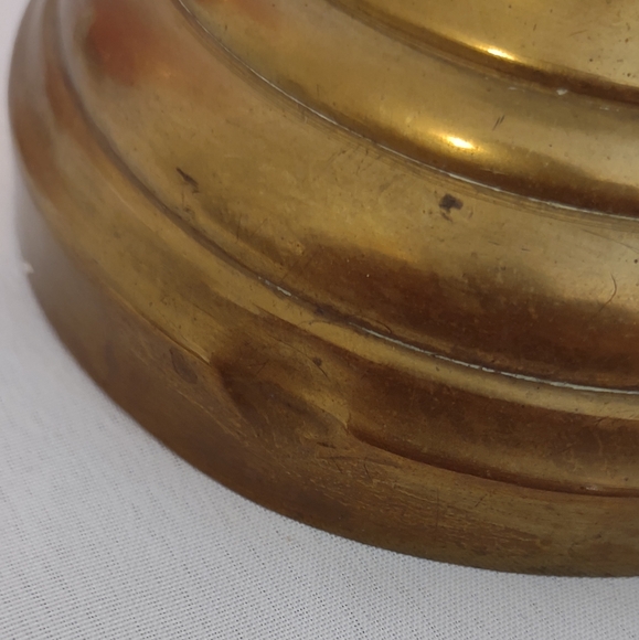 Antique Russian Brass Spring Loaded Candle Holders w/Etched Cranberry Globes - Picture 11 of 13